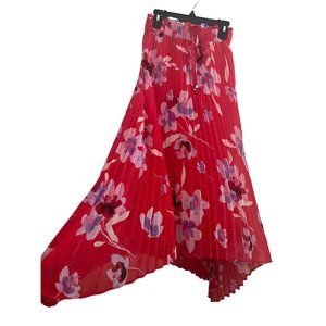 Red Floral Draped Skirt by Calvin Klein / Never Been Used / Size M